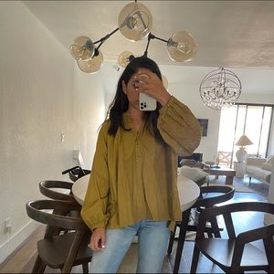 free people blouse xs mustard color